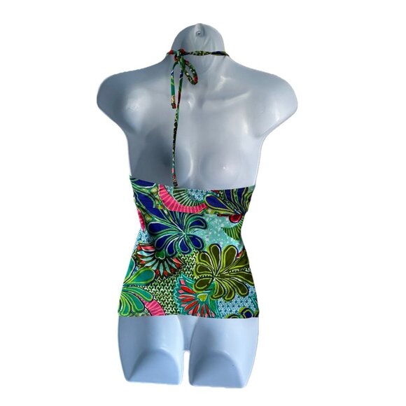 Trina Turk Zanzibar Multi Color Pattern Tankini Top Swimsuit Size 8 Bright - Picture 7 of 9